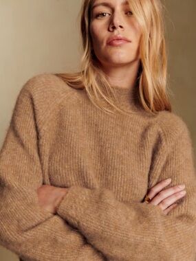 Sezane Otis Jumper in Camel Baby Alpaca Blend Knit Sweater